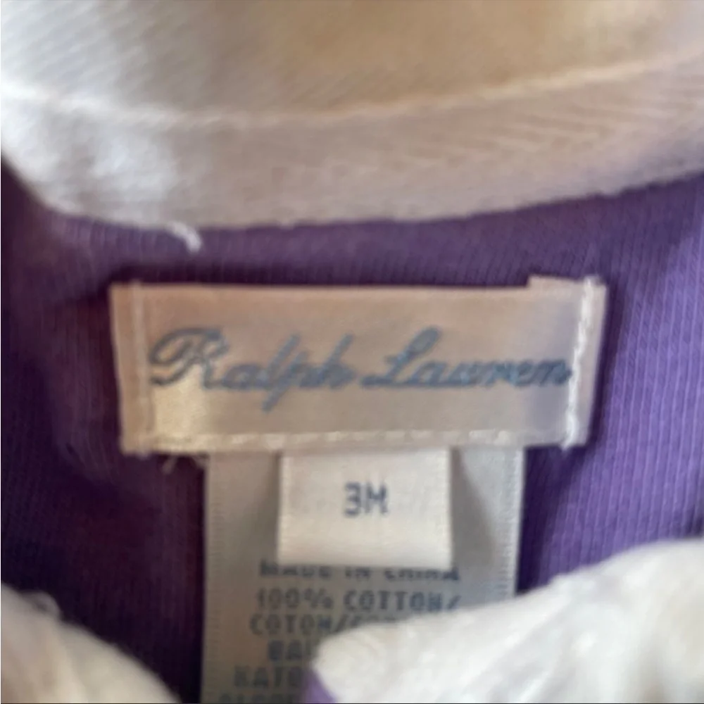 Ralph Lauren Lavender and Green Infant 3M Onesie